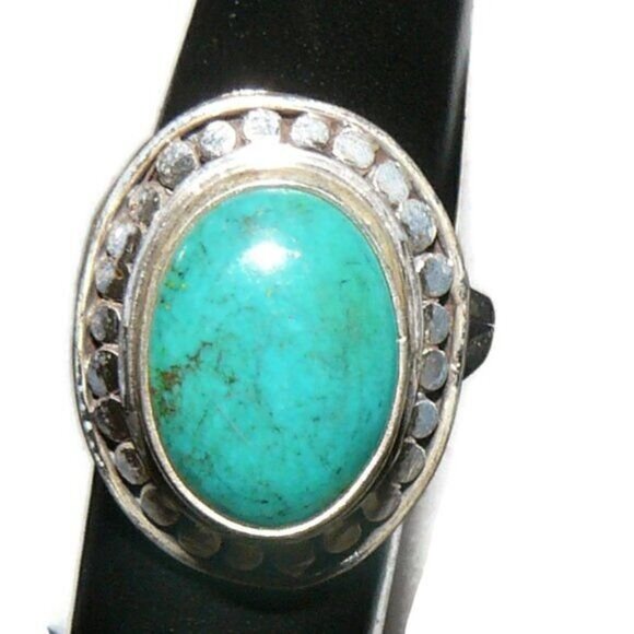 Turquoise and Sterling Silver Adjustable Ring - Picture 7 of 9